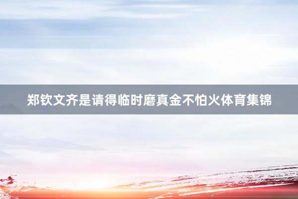 郑钦文齐是请得临时磨真金不怕火体育集锦