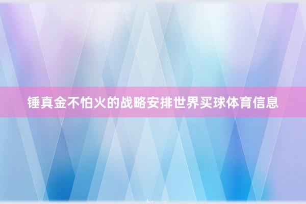 锤真金不怕火的战略安排世界买球体育信息