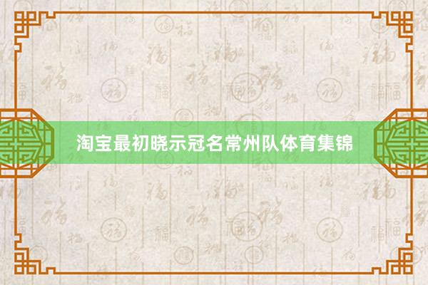 淘宝最初晓示冠名常州队体育集锦