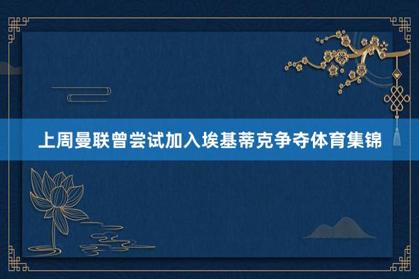 上周曼联曾尝试加入埃基蒂克争夺体育集锦