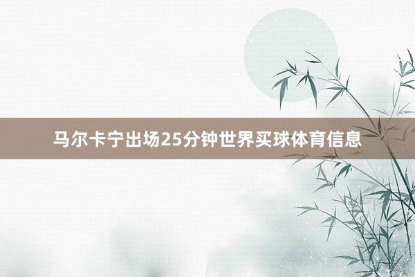 马尔卡宁出场25分钟世界买球体育信息