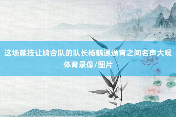 这场献技让鸠合队的队长杨鹤通通宵之间名声大噪体育录像/图片