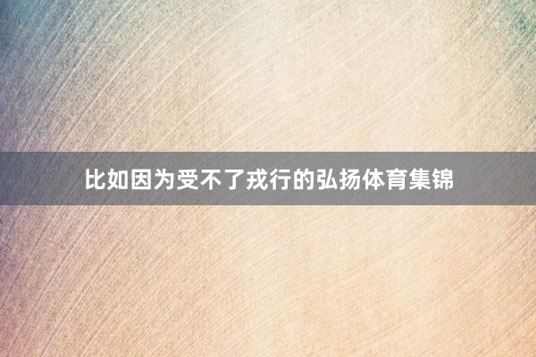比如因为受不了戎行的弘扬体育集锦