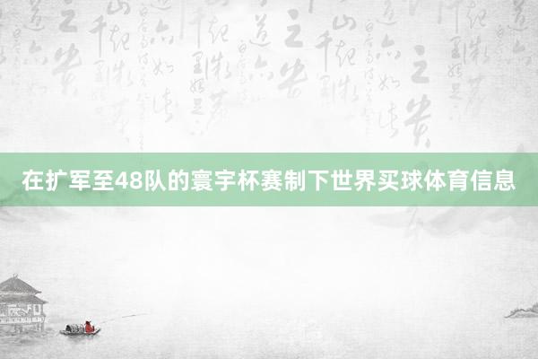 在扩军至48队的寰宇杯赛制下世界买球体育信息