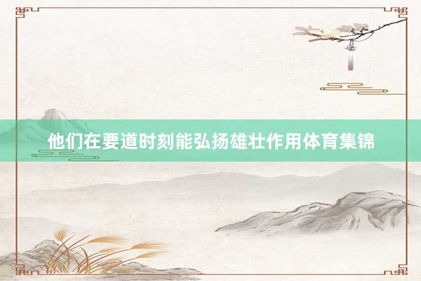 他们在要道时刻能弘扬雄壮作用体育集锦